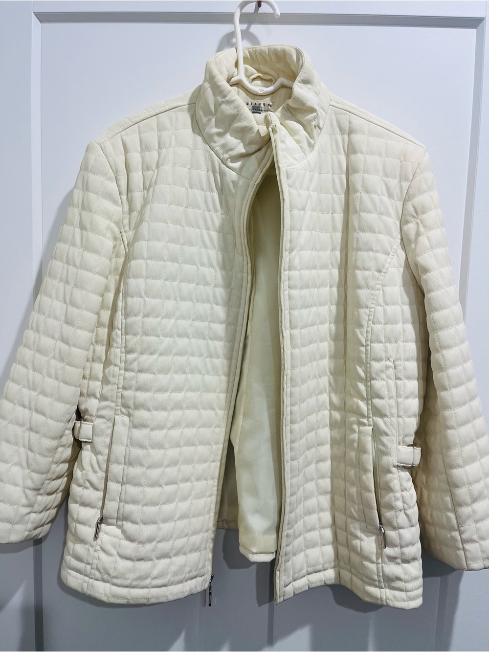 giacca Cream Quilted Zip Jacket